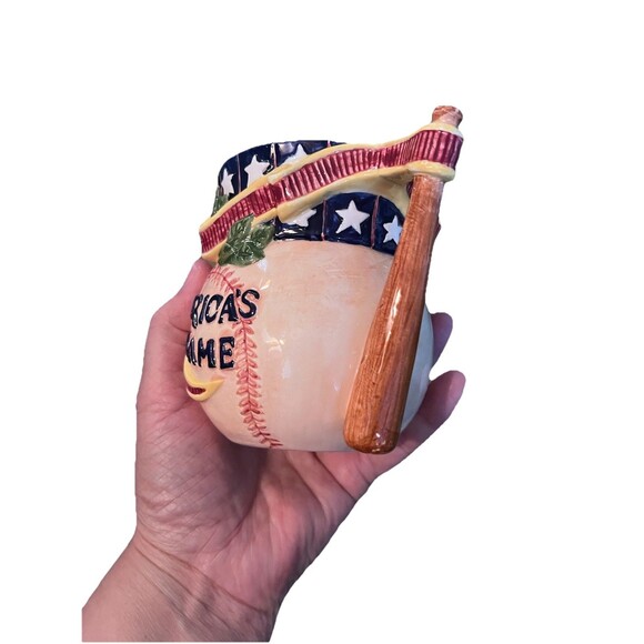 Vtg Fitz & Floyd Omnibus 1995 Baseball Coffee Tea Mug Cup 16 Oz America's Game - Picture 2 of 7